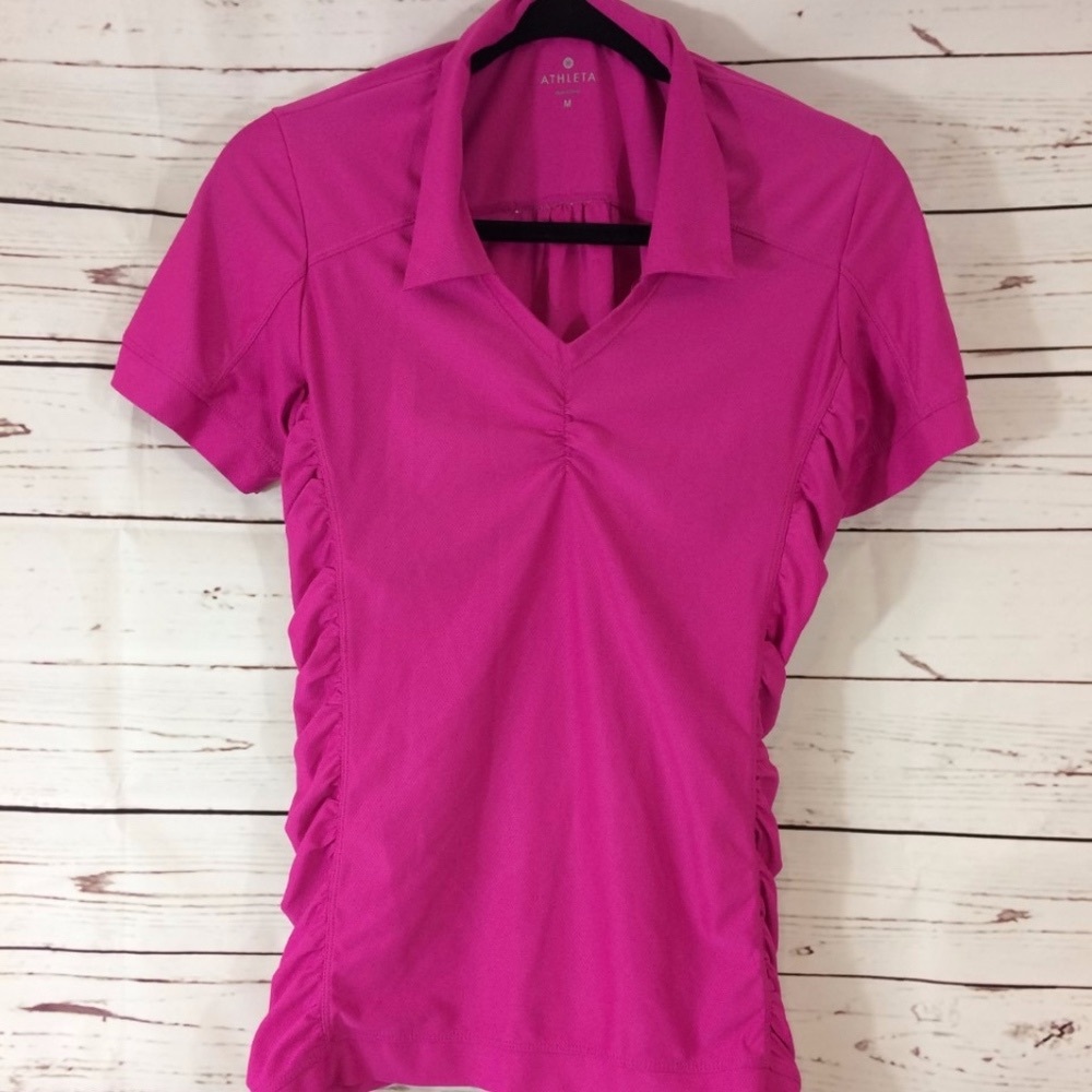 Athleta Pink  Gathered Side Top